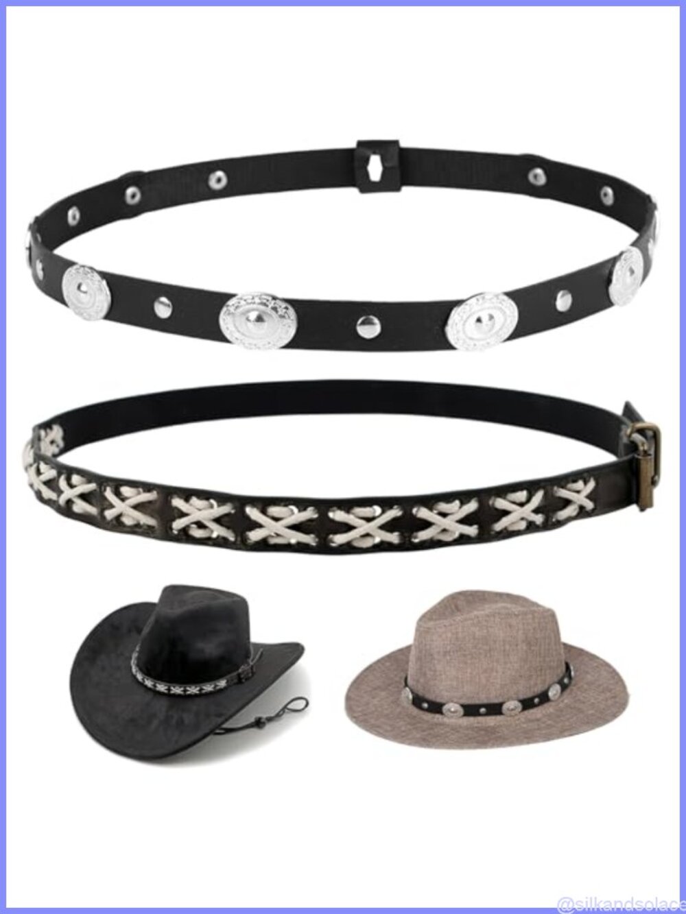 2-Pack Faux Leather Cowboy Hat Bands Adjustable Western Accessory
